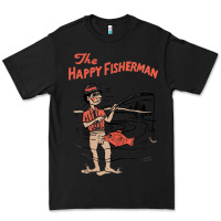 Black Vintage The Happy Fisherman 2022 Fishing Mens Kids Premium Tee - minhPixels