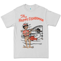 Dove Grey Vintage The Happy Fisherman 2022 Fishing Mens Kids Premium Tee - minhPixels