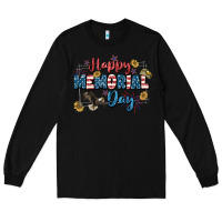 Black Happy memorial day 4th of july Long Sleeve Tee - CowGirlArtShop