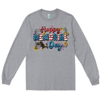 Heather Grey Happy memorial day 4th of july Long Sleeve Tee - CowGirlArtShop