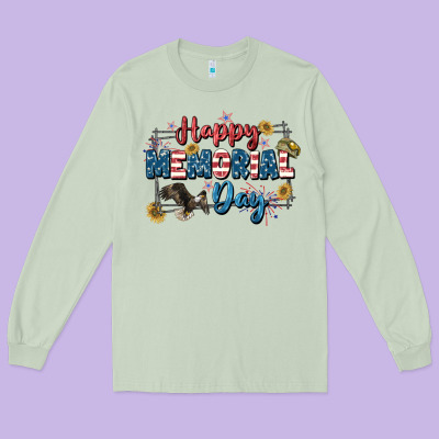 Happy Memorial Day 4th Of July Long Sleeve Tee Designed By Cowgirlartshop