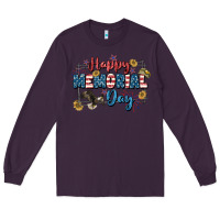 Plum Happy memorial day 4th of july Long Sleeve Tee - CowGirlArtShop