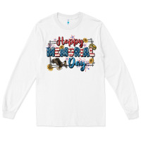 White Happy memorial day 4th of july Long Sleeve Tee - CowGirlArtShop