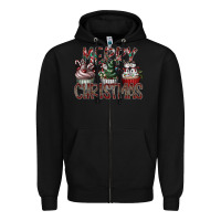 Black Merry Christmas Zipper Hoodie - CowhideDigitalArt