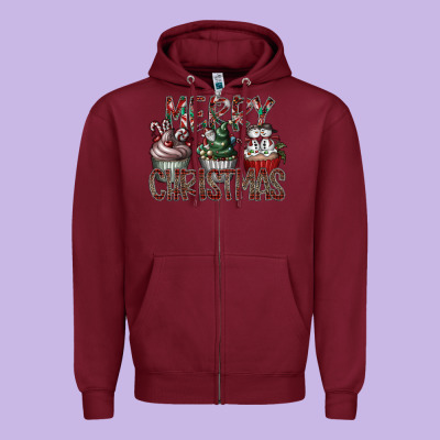 Merry Christmas Zipper Hoodie Designed By Cowhidedigitalart