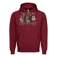 Burgundy Merry Christmas Zipper Hoodie - CowhideDigitalArt