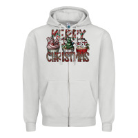 Dove Grey Merry Christmas Zipper Hoodie - CowhideDigitalArt