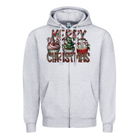 Heather Grey Merry Christmas Zipper Hoodie - CowhideDigitalArt