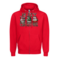 Red Merry Christmas Zipper Hoodie - CowhideDigitalArt