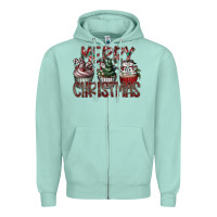 Seafoam Merry Christmas Zipper Hoodie - CowhideDigitalArt