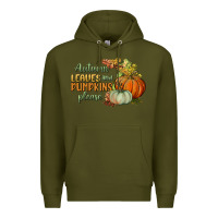 Army Green autumn leaves and pumpkins please Premium Hoodie - BundleAndBundleShop