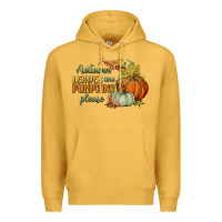 Mustard autumn leaves and pumpkins please Premium Hoodie - BundleAndBundleShop