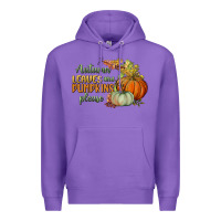Purple autumn leaves and pumpkins please Premium Hoodie - BundleAndBundleShop
