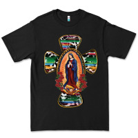 Black Our Lady Of Guadalupe Cross Premium Tee - RanaPortraitStore