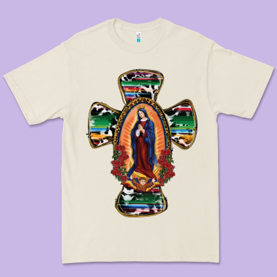 Our Lady Of Guadalupe Cross Premium Tee Designed By Ranaportraitstore