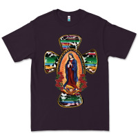 Plum Our Lady Of Guadalupe Cross Premium Tee - RanaPortraitStore