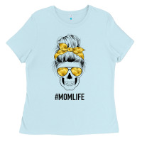 Baby Blue Yellow Flower Mom Skull Ladies Tee - Bettercallsaul
