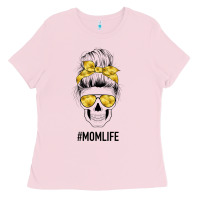 Bubblegum Pink Yellow Flower Mom Skull Ladies Tee - Bettercallsaul
