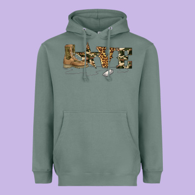 Camouflage Military Boots Love Heavyweight Hoodie Designed By Artiststas