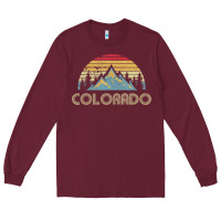Burgundy Colorado Retro Vintage Mountains Nature Hiking Long Sleeve Tee - minhPixels