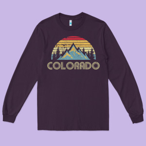 Colorado Retro Vintage Mountains Nature Hiking Long Sleeve Tee Designed By Minhpixels