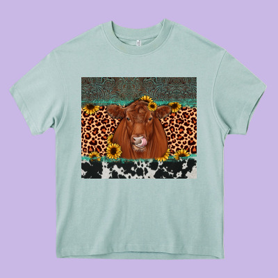 Red Angus Leopard Heavy Core Tee Designed By Jahusdesignshop