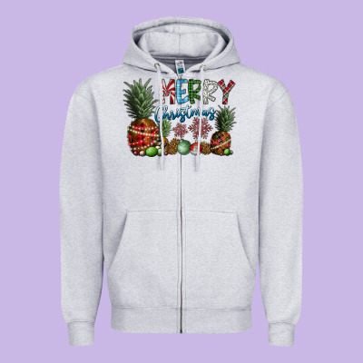 Merry Christmas Zipper Hoodie Designed By Cowhidedigitalart
