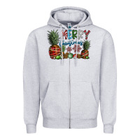 Heather Grey Merry Christmas Zipper Hoodie - CowhideDigitalArt