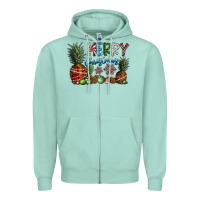 Seafoam Merry Christmas Zipper Hoodie - CowhideDigitalArt