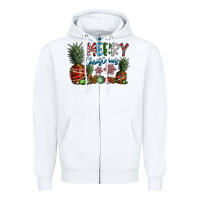 White Merry Christmas Zipper Hoodie - CowhideDigitalArt