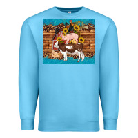 Ocean Blue western farm cow pig rooster chick farm chicken barn Premium Sweatshirt - Artiststas