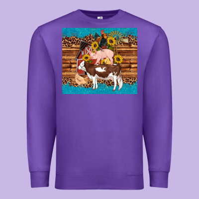 Western Farm Cow Pig Rooster Chick Farm Chicken Barn Premium Sweatshirt Designed By Artiststas