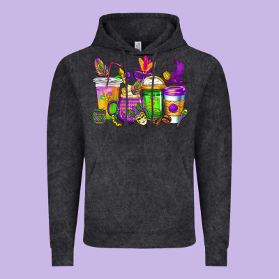 Mardi Gras Coffee Cups Cowgirl Vintage Hoodie Designed By Cowgirlartshop