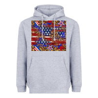 Heather Grey American flag and star leopard Heavyweight Hoodie - Artiststas