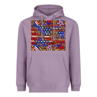Lavender American flag and star leopard Heavyweight Hoodie - Artiststas