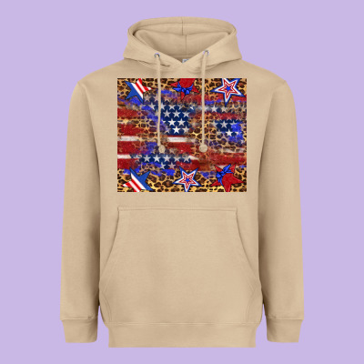 American Flag And Star Leopard Heavyweight Hoodie Designed By Artiststas