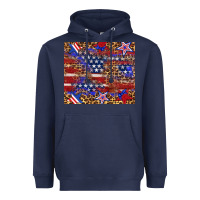 Navy American flag and star leopard Heavyweight Hoodie - Artiststas
