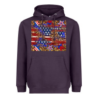 Plum American flag and star leopard Heavyweight Hoodie - Artiststas