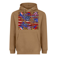 Toasted Coconut American flag and star leopard Heavyweight Hoodie - Artiststas