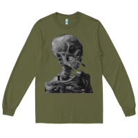 Army Green Vincent Van Gogh Skull of a SkeletonVintage Halloween Skull Long Sleeve Tee - minhPixels