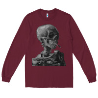 Burgundy Vincent Van Gogh Skull of a SkeletonVintage Halloween Skull Long Sleeve Tee - minhPixels