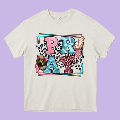 Pray Leopard Frame Heavy Core Tee Designed By Lillyallendesigns