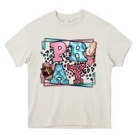 Cream Pray leopard frame Heavy Core Tee - LillyAllenDesigns