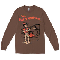 Chestnut Vintage The Happy Fisherman 2022 Fishing Mens Kids Long Sleeve Tee - minhPixels