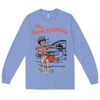 Colony Blue Vintage The Happy Fisherman 2022 Fishing Mens Kids Long Sleeve Tee - minhPixels