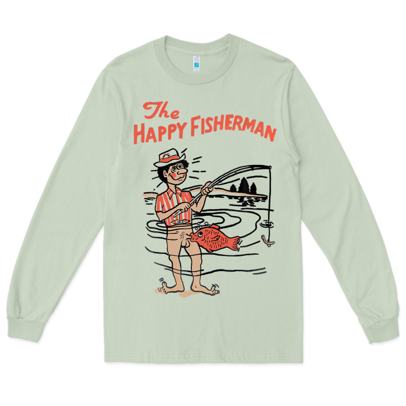 Vintage The Happy Fisherman 2022 Fishing Mens Kids Long Sleeve Tee by minhPixels | Teevron