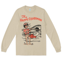 Mushroom Vintage The Happy Fisherman 2022 Fishing Mens Kids Long Sleeve Tee - minhPixels