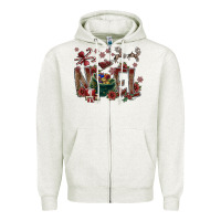 Oatmeal Heather noel Zipper Hoodie - CowhideDigitalArt