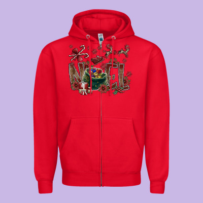 Noel Zipper Hoodie Designed By Cowhidedigitalart
