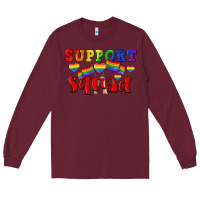 Burgundy Support squad pride Long Sleeve Tee - CowGirlArtShop